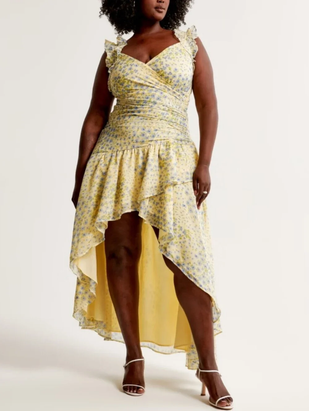 Abercrombie & Fitch Ruffle Strap High Low Chiffon Floral Maxi Dress